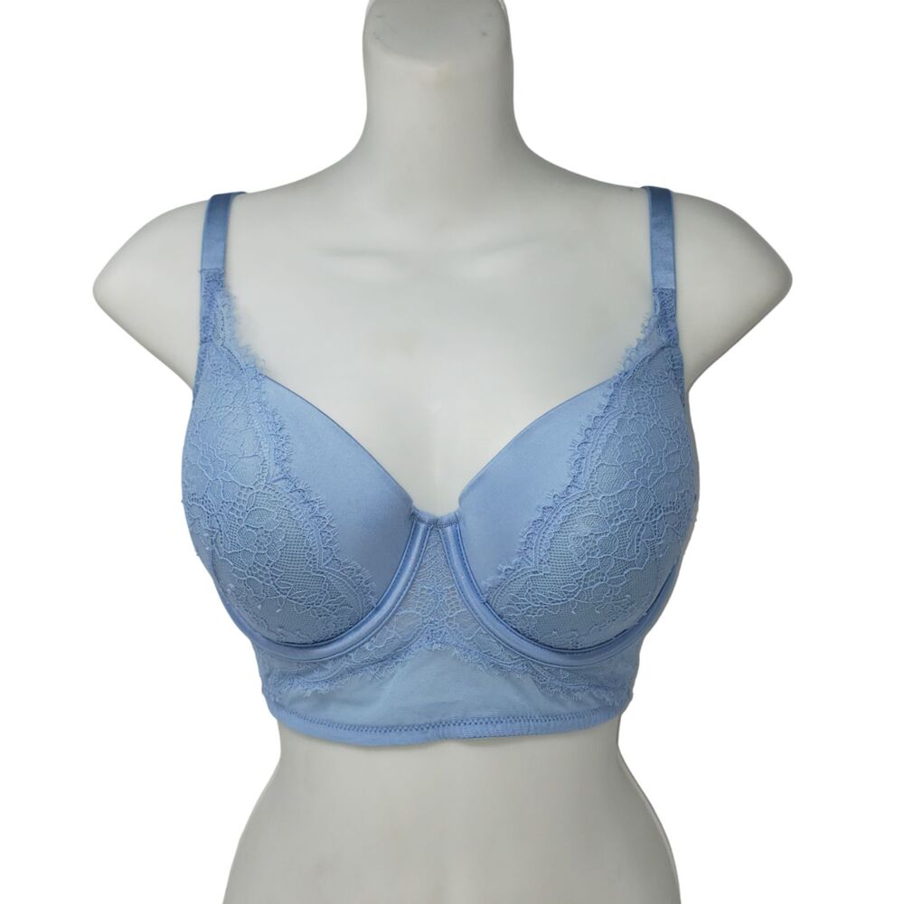 Auden Sky Blue Lace Longline Underwire Bra